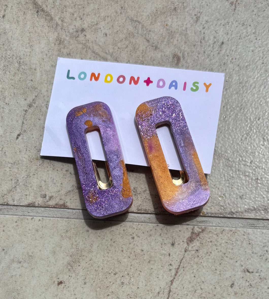 Purple Square Hair clip set