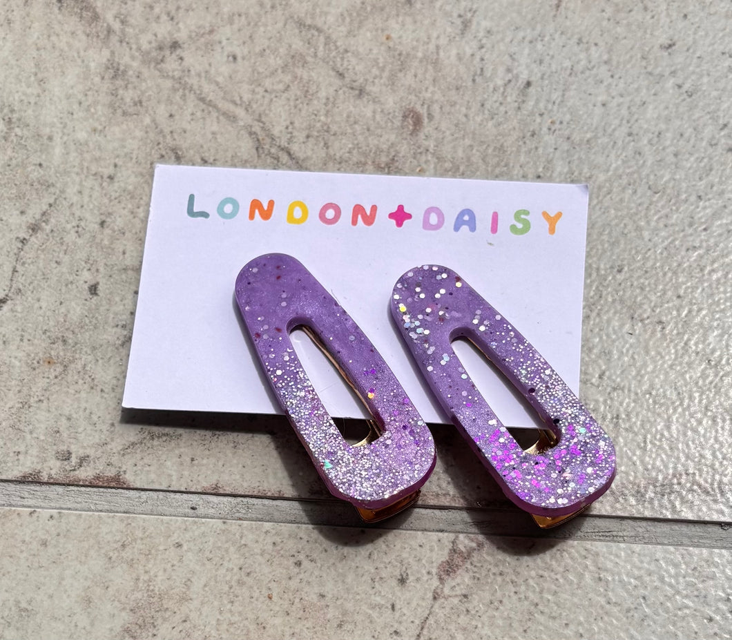 Purple Round Hair clip set