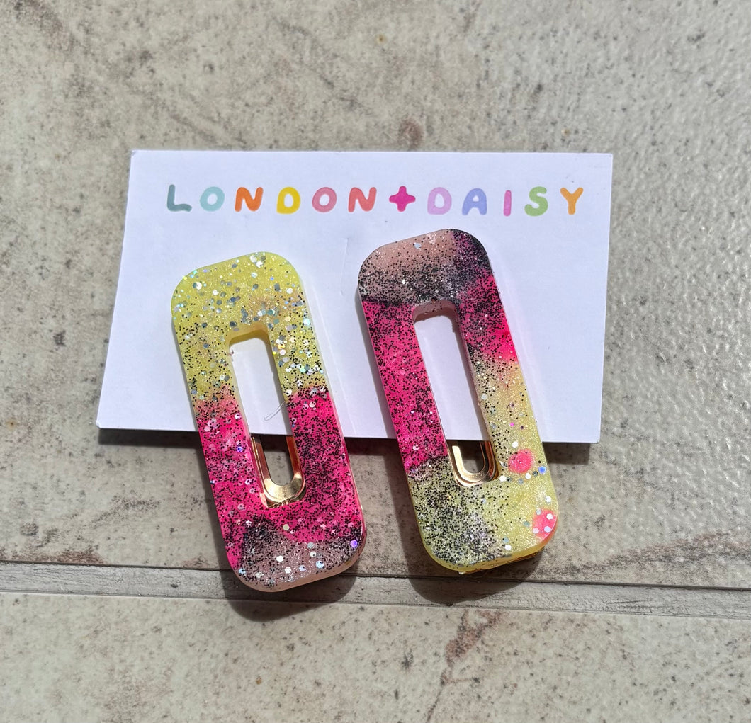 Pink and yellow Hair clip set