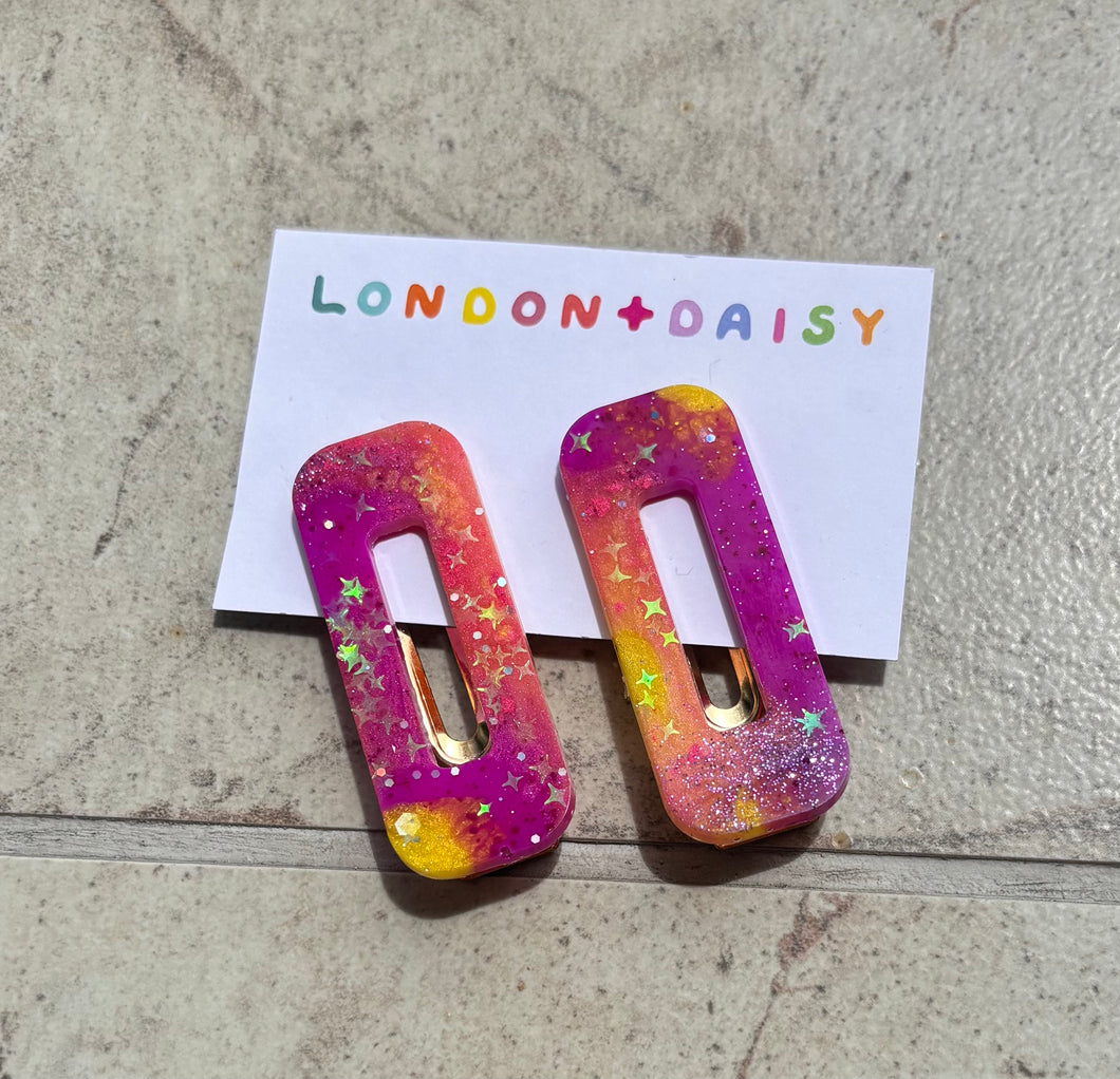 Purple and orange Hair clip set
