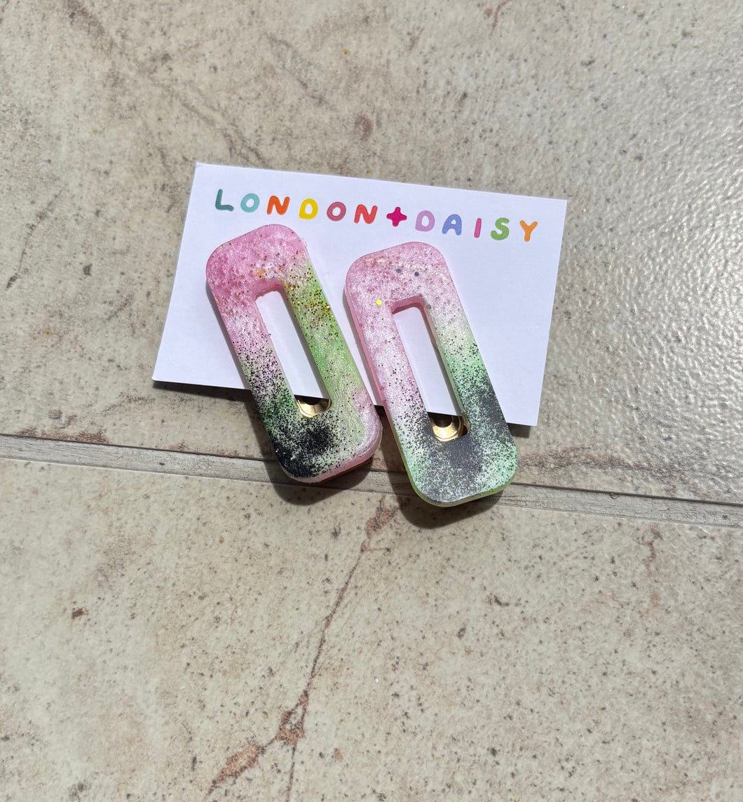 Pink and Green Hair clip set
