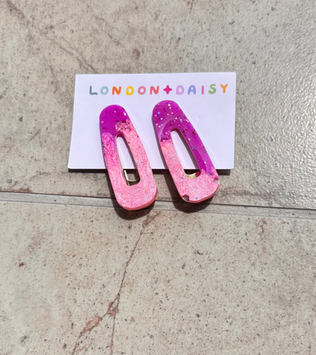 Pink and purple Round Hair clip set