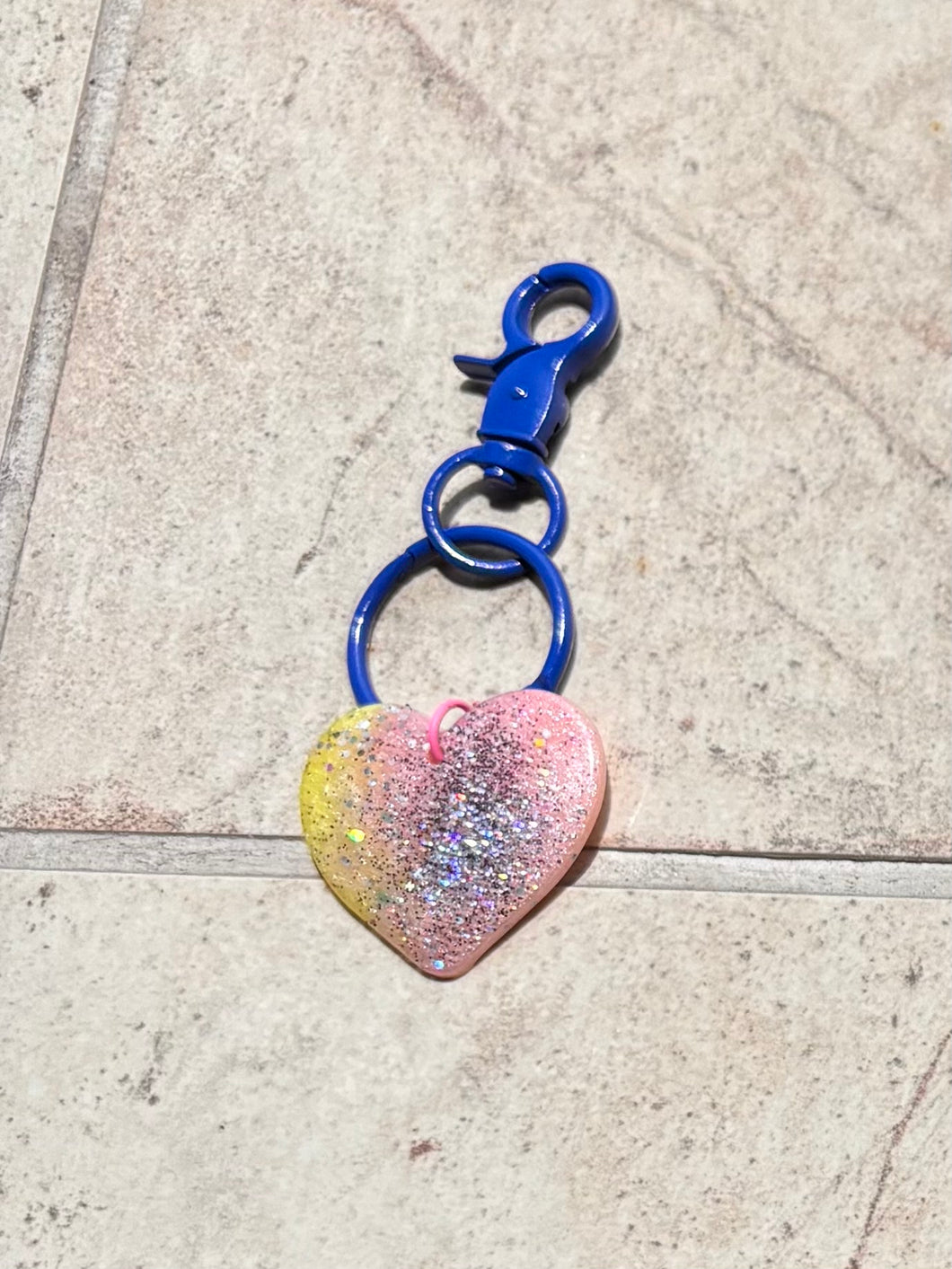 pink and yellow heart keychain