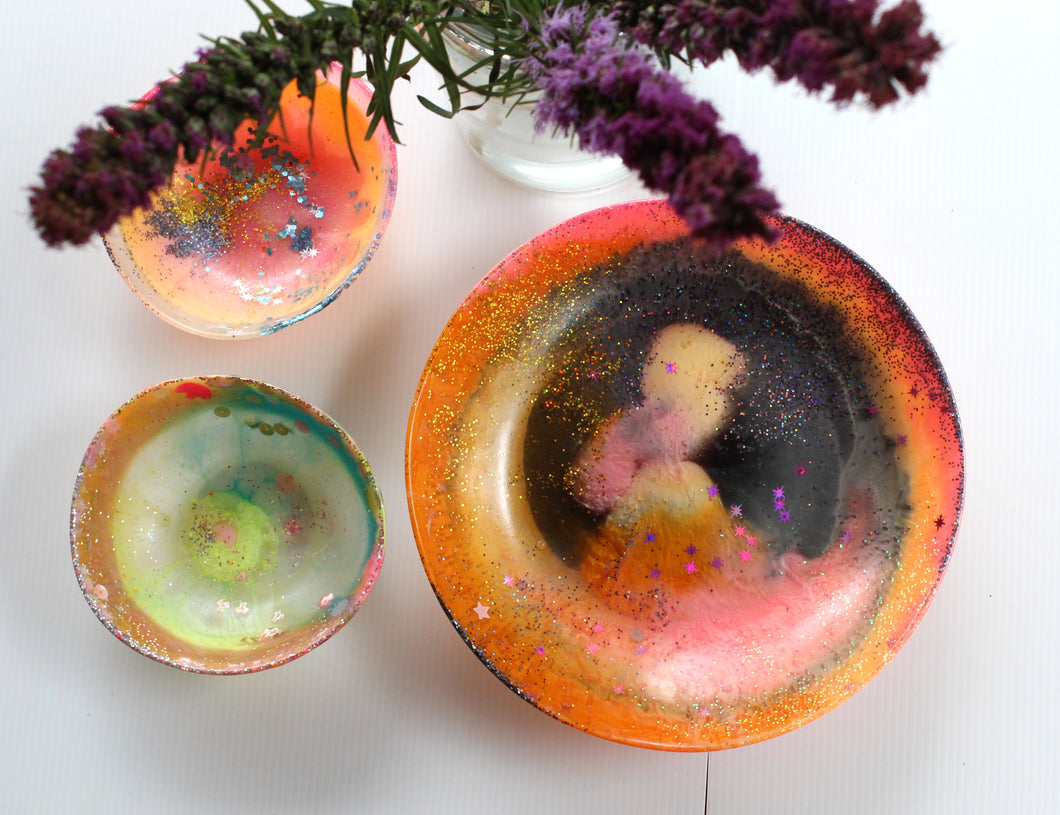 Glitter Galaxy Large Handmade Resin Bowl