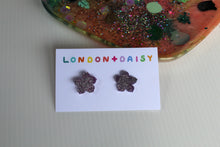 Load image into Gallery viewer, Lilac Sparkle Flower Power- Small Sparkly Resin Studs
