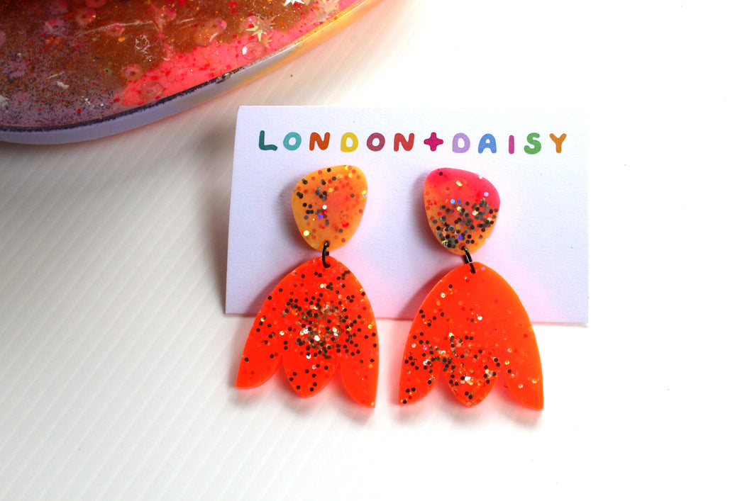 Neon Blooms Large Dangle Earring