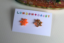 Load image into Gallery viewer, Peach Flower Power- Small Sparkly Resin Studs
