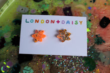 Load image into Gallery viewer, Peach Flower Power- Small Sparkly Resin Studs
