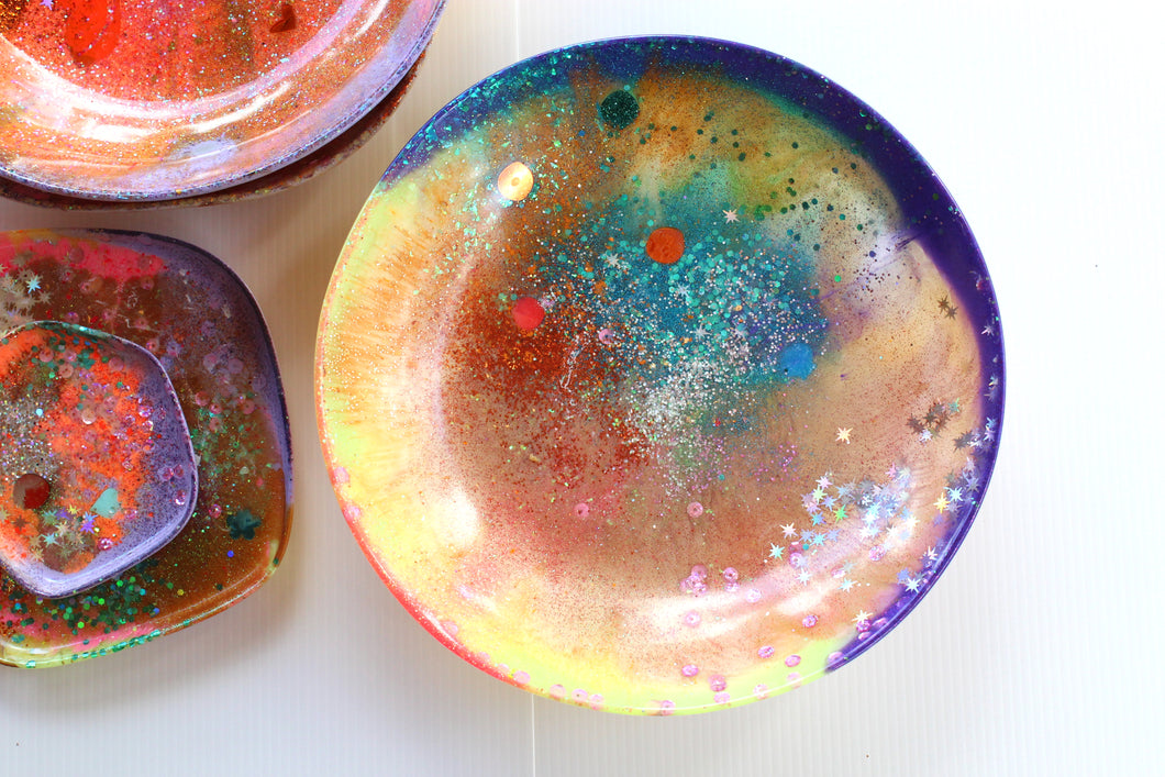 Rainbow Galaxy Large Handmade Resin Bowl