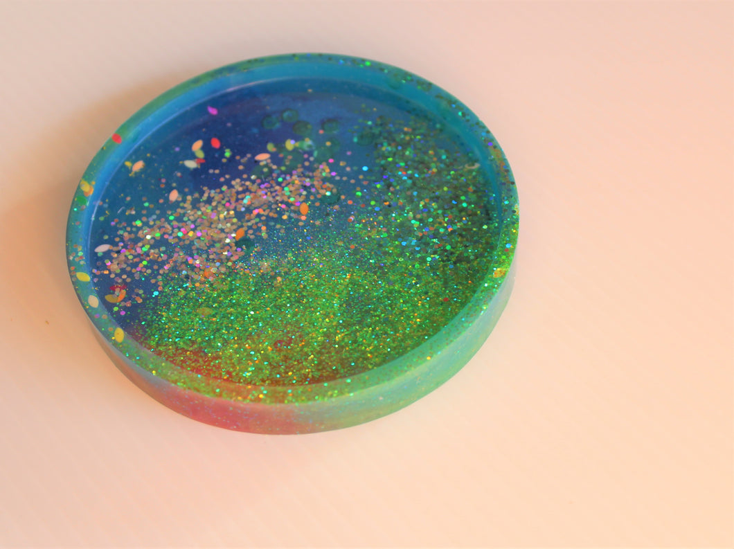 Sparkly Ocean Surprise- Handmade Resin Coaster